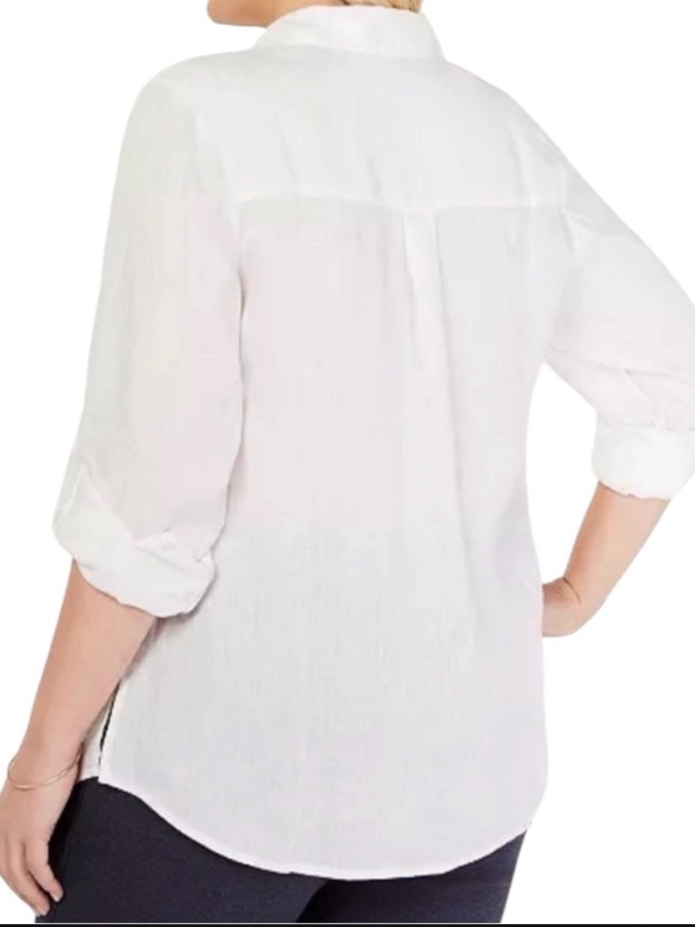 CHARTER CLUB 100% Linen Classic White Button-Front Shirt Size Medium - Picture 9 of 9